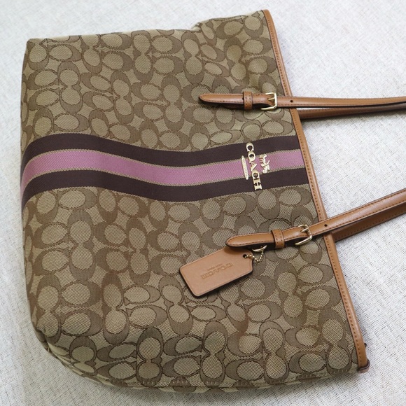 Coach Zip Tote In Signature Jacquard With Stripe - Picture 11 of 15